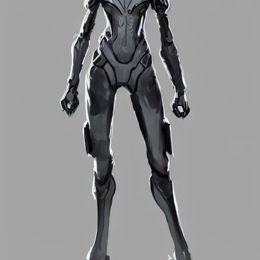 Image similar to concept art, stylized proportions, long thin legs, broad shoulders, concept design, sketch, human character, science fiction suit, helmet, trending on artstation