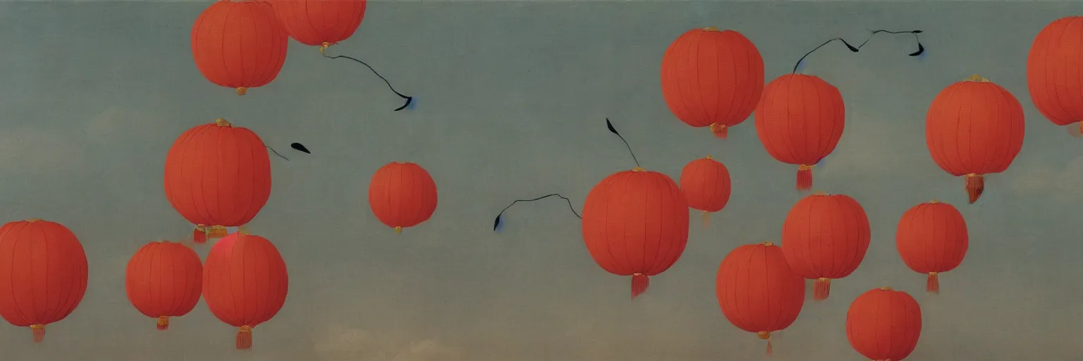 Image similar to chinese lantern painting magritte