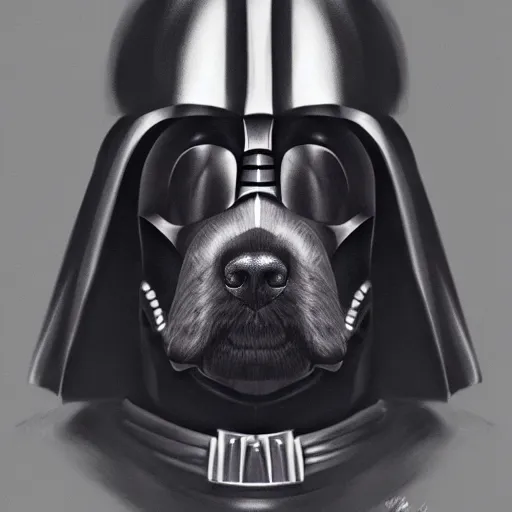 Prompt: cinematic portrait of dog vader, concept art, artstation