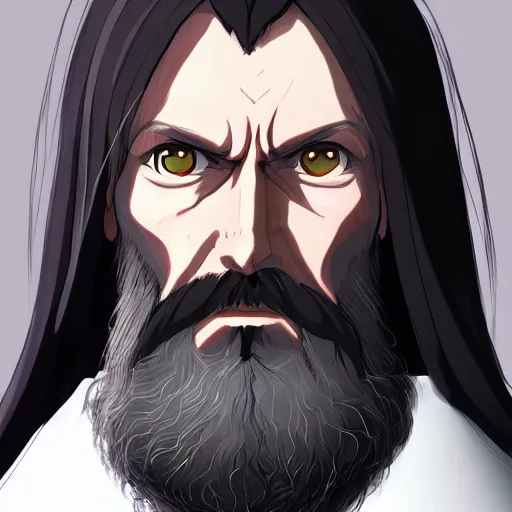 Image similar to portrait of grigori rasputin, anime fantasy illustration by tomoyuki yamasaki, kyoto studio, madhouse, ufotable, square enix, cinematic lighting, trending on artstation