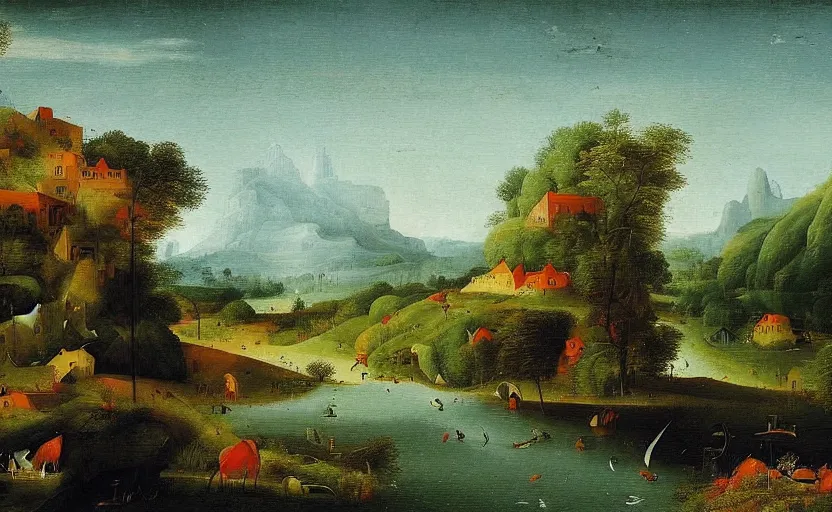 Prompt: beautiful landscape by Ieronim Bosch