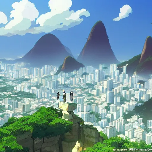Prompt: Rio de Janeiro, by Dice Tsutsumi, Makoto Shinkai, Studio Ghibli