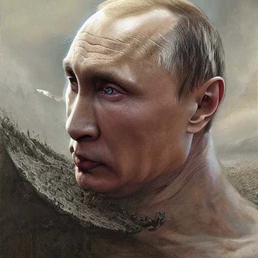 Image similar to vladimir putin, vladimir putin is evil ogre, toothless mutant, horror, macabre by donato giancola and greg rutkowski and wayne barlow and zdzisław beksinski, realistic face, digital art