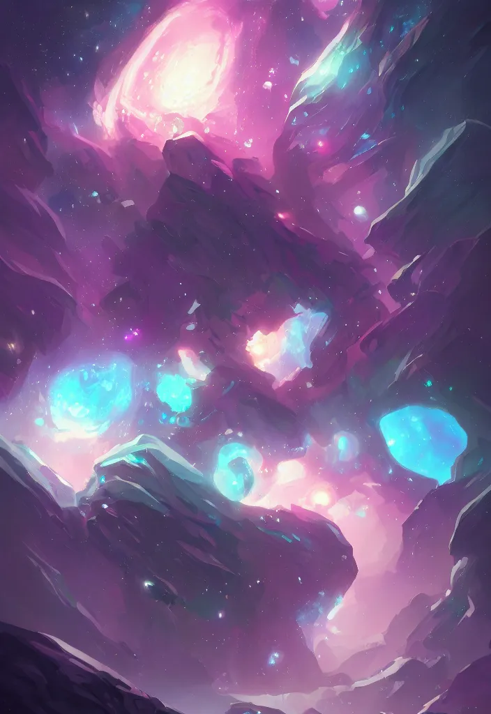 Prompt: black semi-transparent opal gem with bright galaxy picture inside by Andreas Rocha, digital art, Trending on artstation, Ureal Engine, 4k