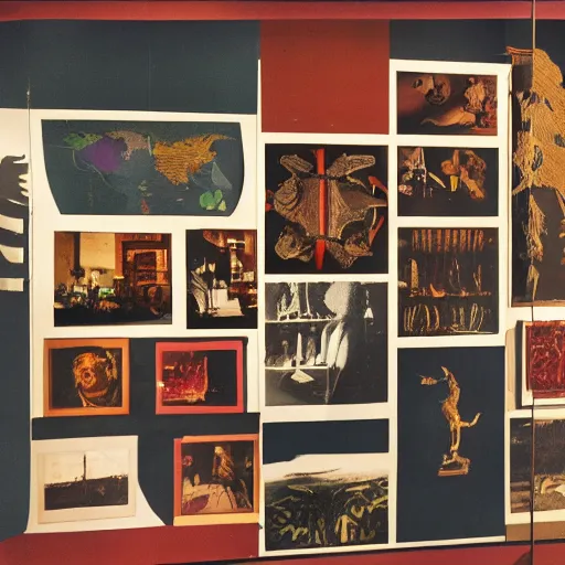 Image similar to A large format color offset photography of objects on display, anthropology of wonder, exotic artifacts, bauhaus, colonial expedition, exhibition, 60s style