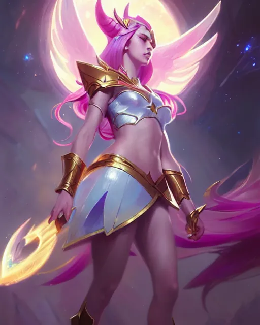 Image similar to star guardian from league of legends, character portrait, ultra realistic, concept art, intricate details, highly detailed by greg rutkowski, gaston bussiere, craig mullins, simon bisley