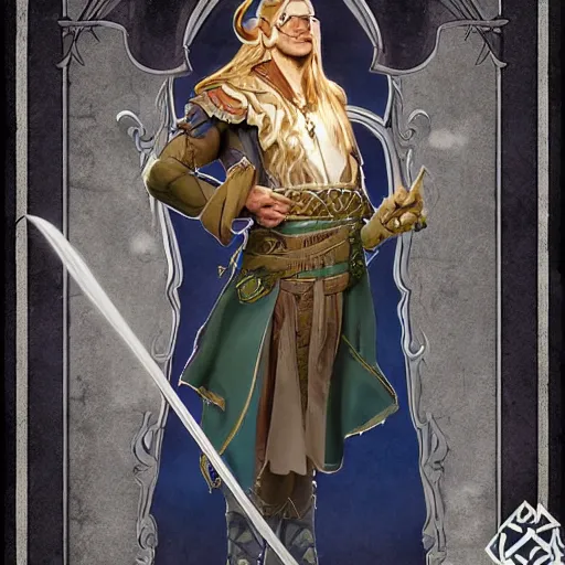 Prompt: Tarski Fiume, half-elf Time Wizard, iconic character art by Wayne Reynolds for Paizo Pathfinder RPG