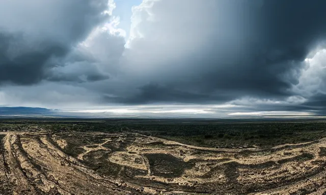 Prompt: panorama of big raindrops flying upwards into the perfect cloudless blue sky from a dried up river in a desolate land, dead trees, blue sky, hot and sunny highly-detailed, elegant, dramatic lighting, artstation, 4k, cinematic landscape, photograph by National Geographic