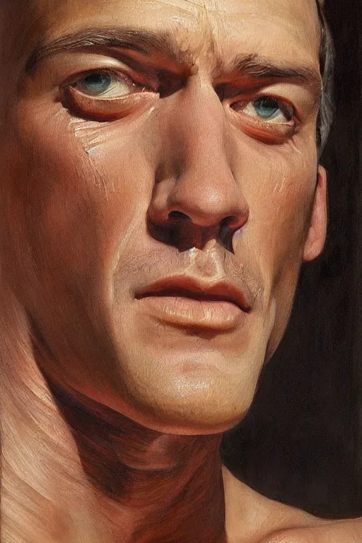 Image similar to beautiful clean oil painting of man portrait study by bernie wrightson, detailed, stunning, realistic, skin color