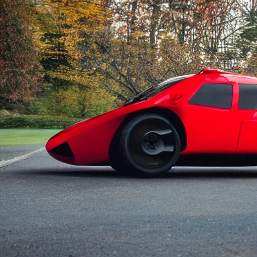 Prompt: red sport flying hovercar supercar 35mm product photo