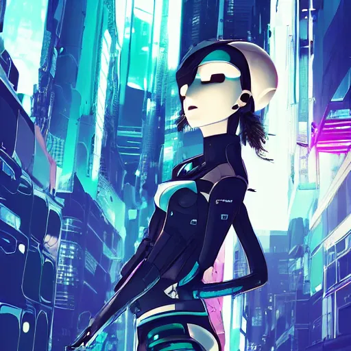 Prompt: Frequency indie album cover, luxury advertisement, teal and white colors. highly detailed post-cyberpunk sci-fi close-up cyborg detective assassin mecha pilot girl in asian city in style of cytus and deemo, mysterious vibes, by Ilya Kuvshinov, by Greg Tocchini, nier:automata, set in half-life 2, beautiful with eerie vibes, very inspirational, very stylish, with gradients, surrealistic, dystopia, postapocalyptic vibes, depth of filed, mist, rich cinematic atmosphere, perfect digital art, mystical journey in strange world, beautiful dramatic dark moody tones and studio lighting, shadows, bastion game, arthouse