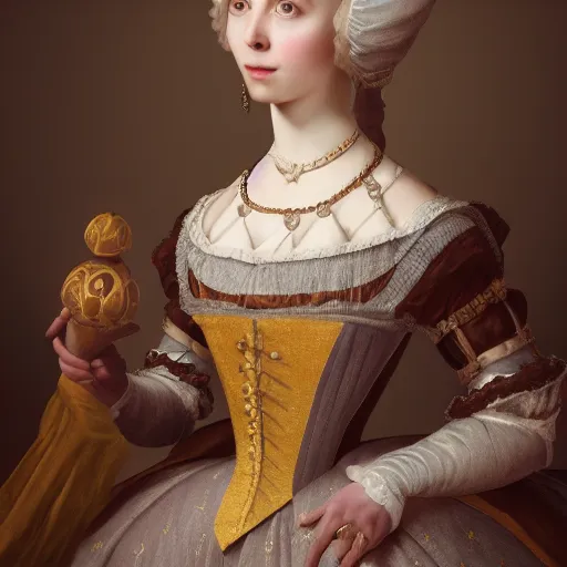 Image similar to 1 7 th century duchess, wow 4 k detail fantasy, cgsociety, matte painting, wow, realistic materials, photo realistic, postprocessing