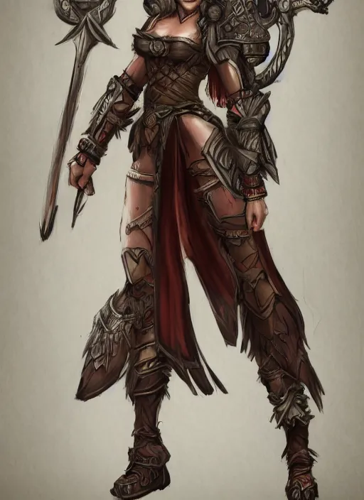 Prompt: full body concept art of a warrior princess