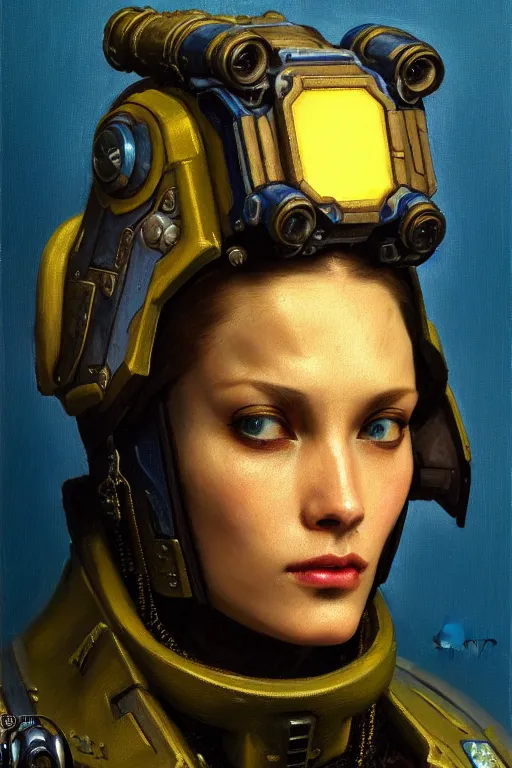 Prompt: character portrait cyberpunk starcraft terran warhammer 4 0 k space marine commmissar ( ( ( ( ( ( ( ( totally definitely not negative no not girl with the pearl earring inspired ) ) ) ) ) ) ), character design, painting by gaston bussiere, katsuya terada, frank frazetta, tom of finland, trending on artstation