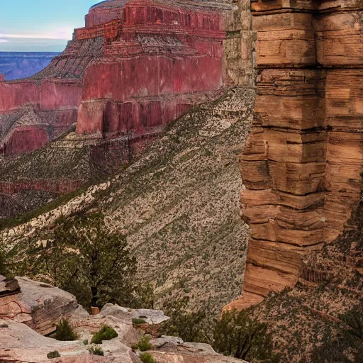 Image similar to photograph of a giant tall stone castle in the Grand Canyon