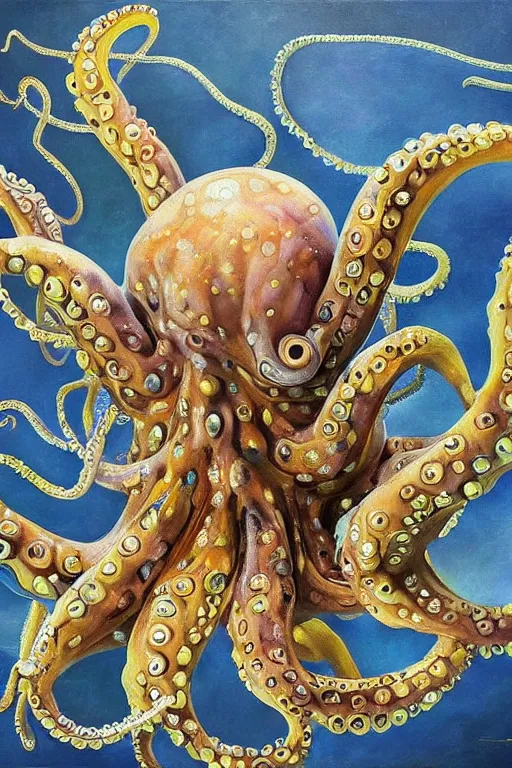 Image similar to Intricate stunning highly detailed octopus, oil painting by Salvador Dali, surreal, ultra realistic, artstation