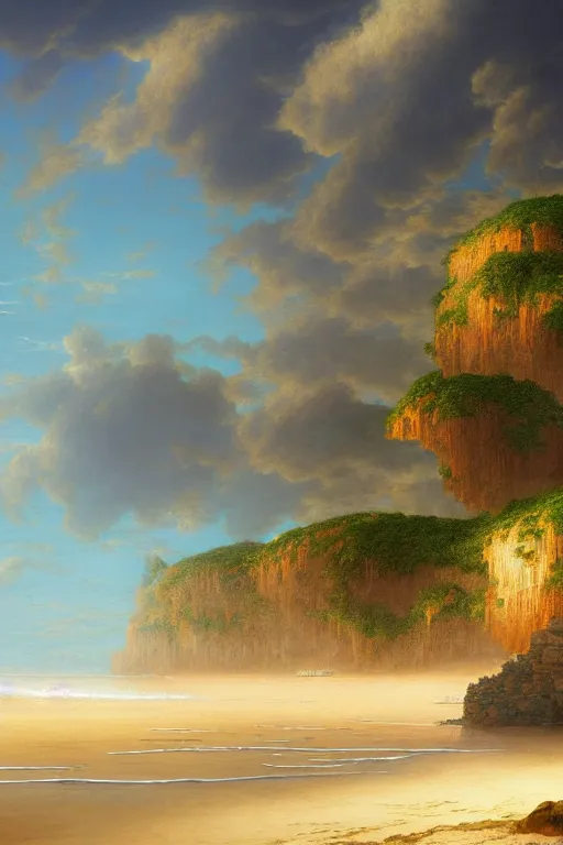 Prompt: a beautiful digital illustration painting of a detailed fantasy beach by benoit b. mandelbrot, steven belledin, martin johnson heade, lee madgwick, caspar david friedrich, and david rios ferreira. 8 k resolution trending on artstation concept art digital illustration