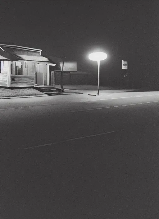 Prompt: a detailed photographic render of a 1 9 6 0 s american neighborhood at night by todd hido, photoreal, 4 k, mist, rule of thirds