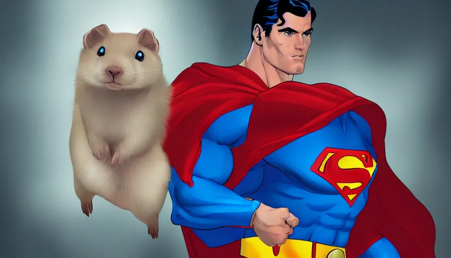 Prompt: Superman but it\'s a ferret, hyperdetailed, artstation, cgsociety, 8k