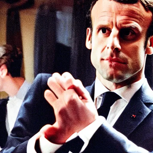 Image similar to god Emmanuel Macron in American Psycho (1999)