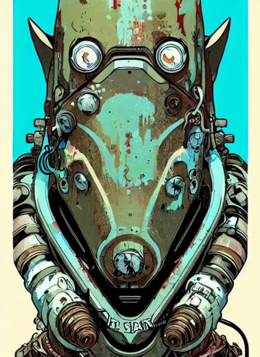 Image similar to biopunk shark mask link from fallout, portrait illustration, pop art, splash painting, art by geof darrow, ashley wood, alphonse mucha, makoto shinkai