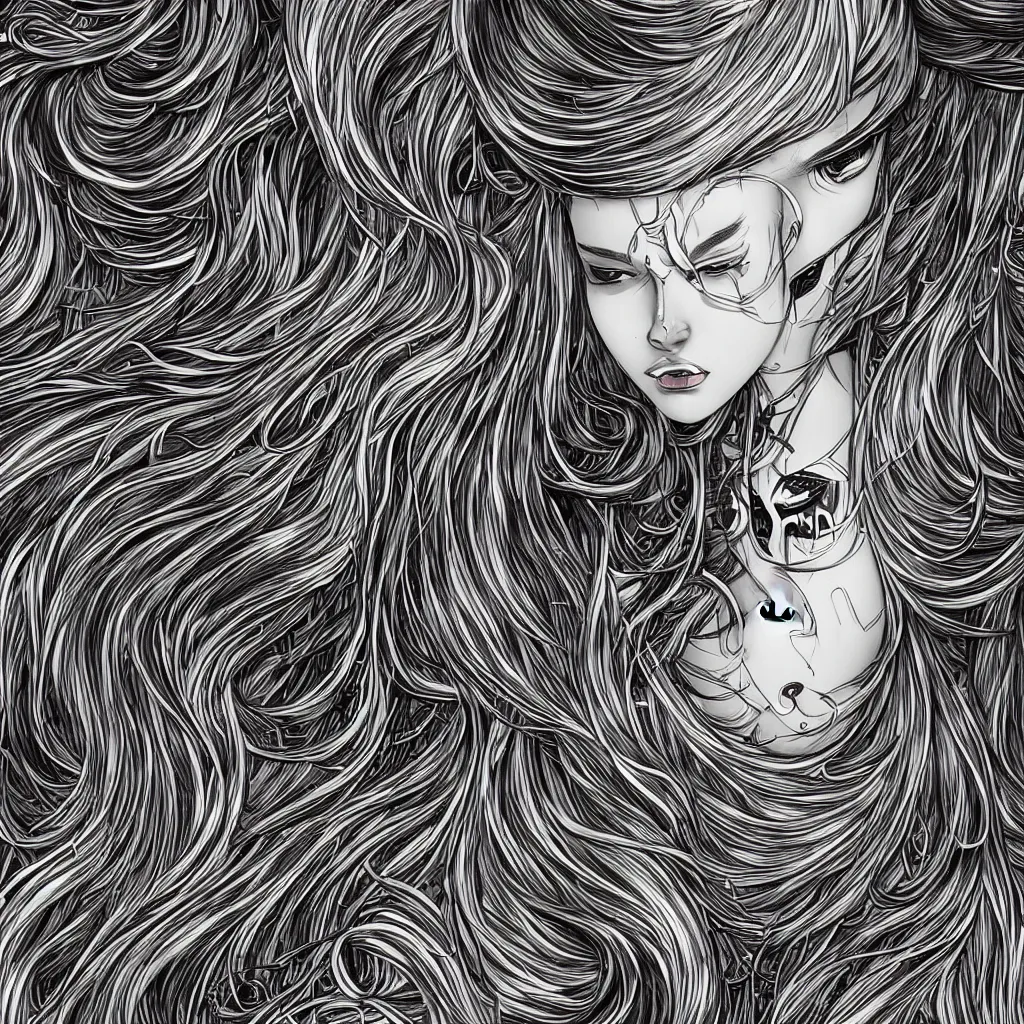 Image similar to gold and silver tones, cybernetic princess, style of moebius, james jean, mcbess, long glowing ethereal hair, cinematic, highly detailed, award winning, 8 k photorealistic