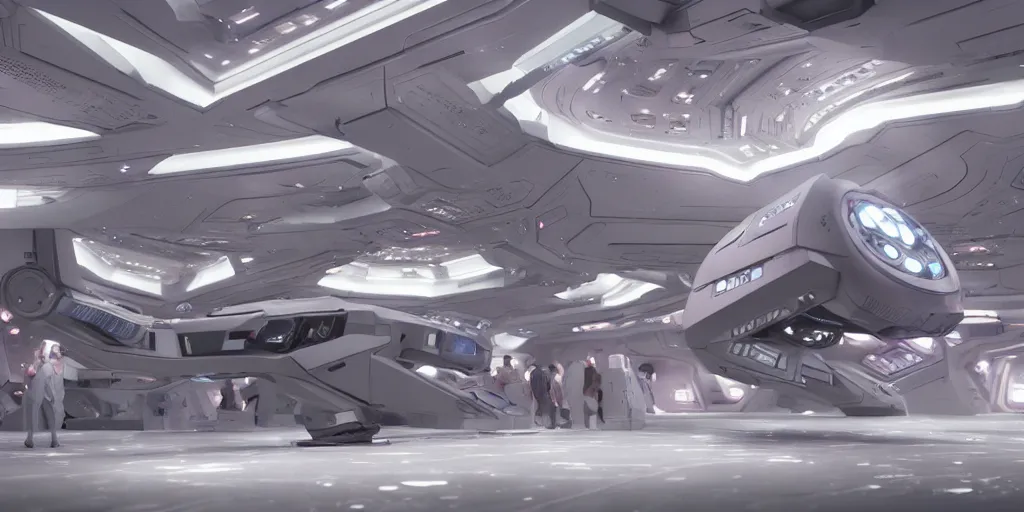 Image similar to A futuristic detailed piggy 🐷 themed battle-armored space ship, Star Trek, beautiful Product shot film still, cinematic movie scene, 200mm wide shot, precise architectural rendering, with bright headlights in a busy futuristic spaceport filled with people, motion, hard surface modeling, volumetric soft lighting, style of Stanley Kubrick cinematography, 8k H 768