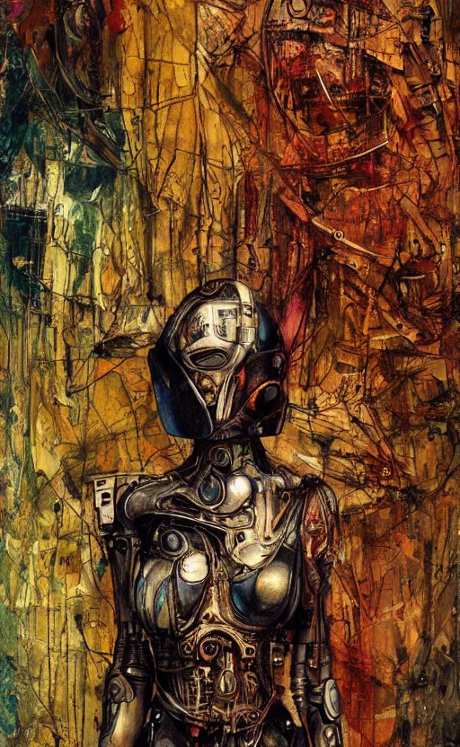 Prompt: woman made of mech mask rendered in unreal engine, full body, cyberpunk, rave, scifi, painted by albrecht durer | bernard buffet | carne griffiths | wlop