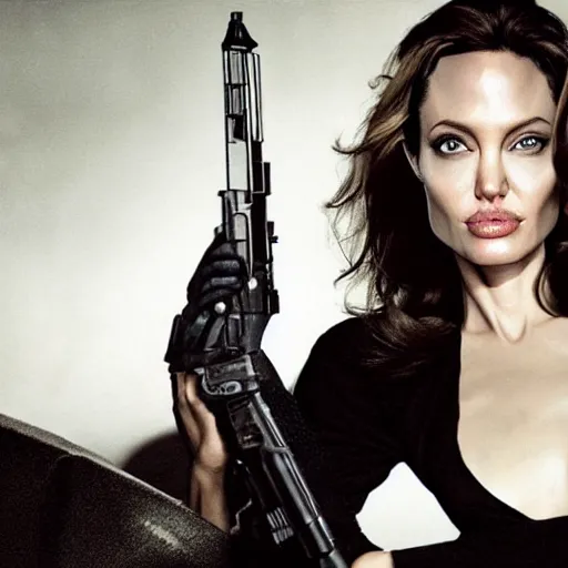 Image similar to an amazing award winning photo of angelina jolie as 0 0 7