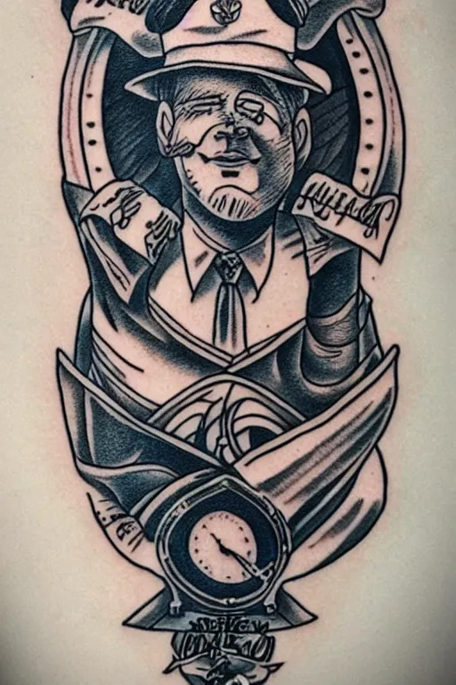 Image similar to American traditional tattoo of a sailor