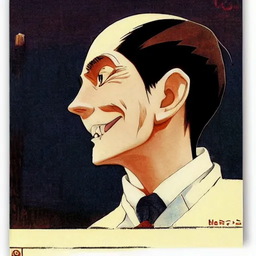 Image similar to anime joseph goebbels by hasui kawase by richard schmid