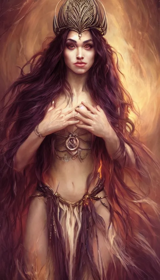 Image similar to Female sorceress by Livia Prima,fantasy,beautiful,pretty,masterpiece,stunning,high quality,full body,one subject,face,anatomically correct,trending on reddit