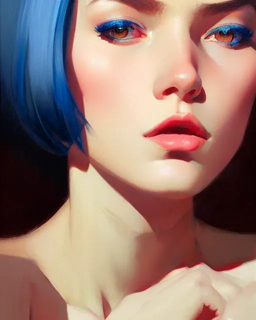 Image similar to stylized portrait of an artistic pose, composition, young fancy lady, realistic shaded, fine details, realistic shaded lighting poster by ilya kuvshinov, magali villeneuve, artgerm, jeremy lipkin and michael garmash and rob rey