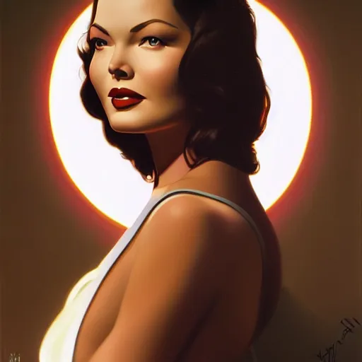 Image similar to young beautiful Gene Tierney color studio publicity photo , tight face shot portrait, highly detailed, painting, artstation, concept art, illustration, art , by graydon parrish