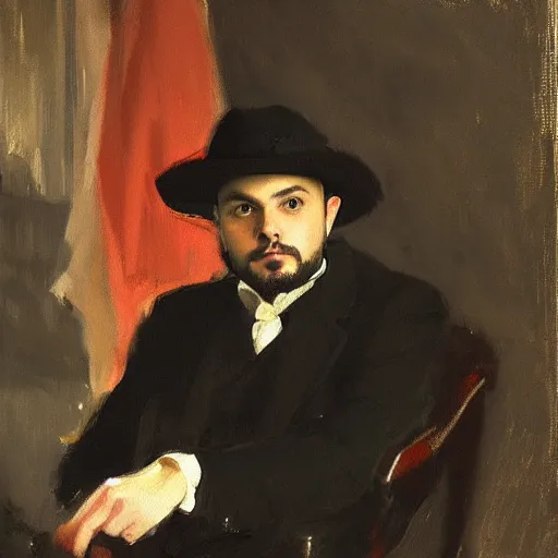 Image similar to painting tim pool, John Singer Sargent style