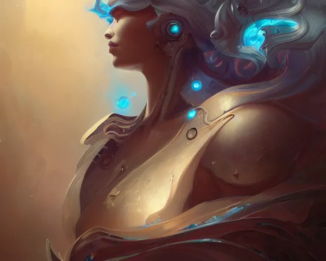 Image similar to portrait of a beautiful cybernetic emanation from angelarium, profile, by pete mohrbacher and artgerm and wlop, digital art, highly detailed, intricate, fantasy, mystical, Trending on Artstation HQ, deviantart, unreal engine, 4K UHD image