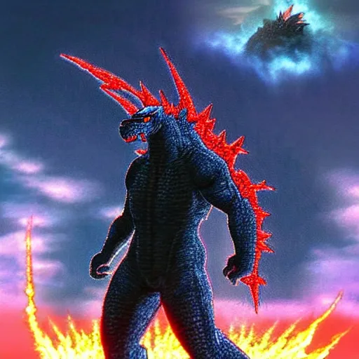 Prompt: godzilla as an evangelion mecha, anime, hyperrealistic, ultra detailed, make it like it was created by dall - e 2