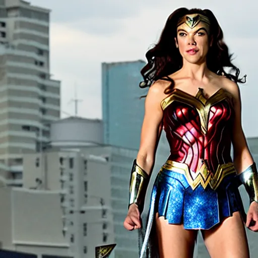 Image similar to Adrianne Palicki as Wonder Woman wearing the movie costume