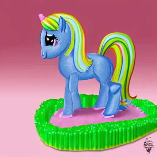 Prompt: a pony made out of candy and sweet and deserts, very detailed, very smooth, very realistic, pov,