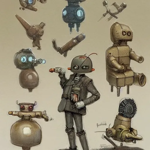 Prompt: (((((((retro robot designs))))))) . muted colors. by Jean-Baptiste Monge !!!!!!!!!!!!!!!!!!!!!!!!!!!!!!!!!!!!!!!!