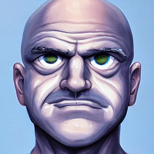 Prompt: painting of mr. clean cosplaying as gigachad, completely white eyes, blank eyes