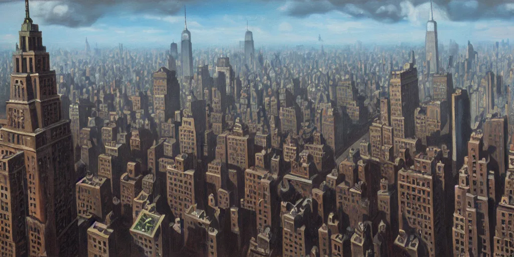 Image similar to new york occupied by wehrmacht, ww 2, matte painting, oil painting, painting