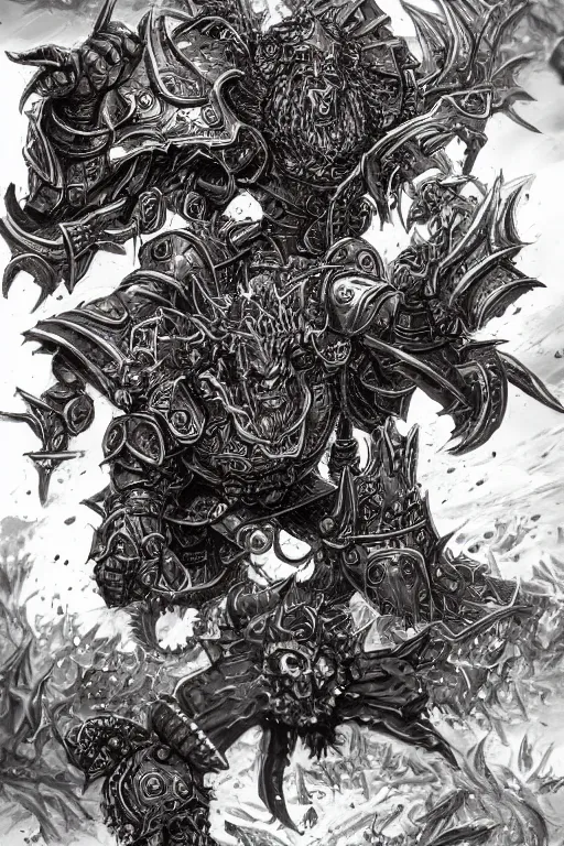 Image similar to chaos dwarf, fantasy, warhammer, highly detailed, digital art, sharp focus, trending on art station, kentaro miura manga art style