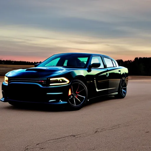 Image similar to a photo of a dodge charger county sheriff livery parked in an empty parking lot at night