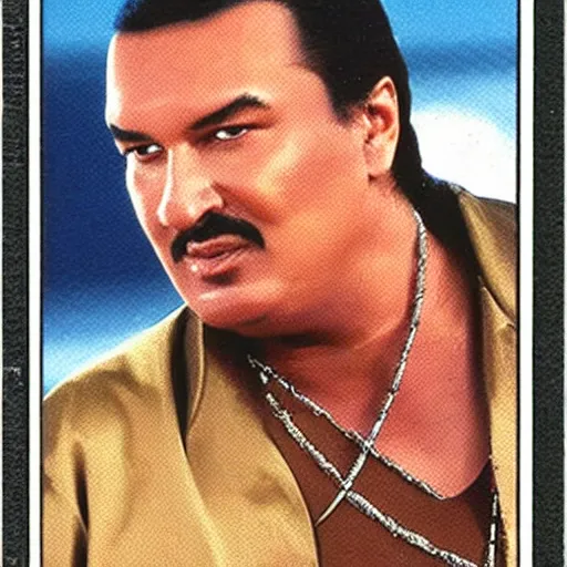 Image similar to Steven Seagal trading card poytail