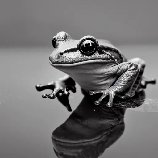 Prompt: An old photo of a sophisticated frog in a nice suit, he is totally lost and looking around