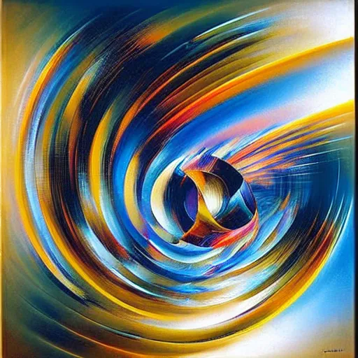 Image similar to abstract art representing momentum, oil painting by john berkey and gabriel dawe, masterwork