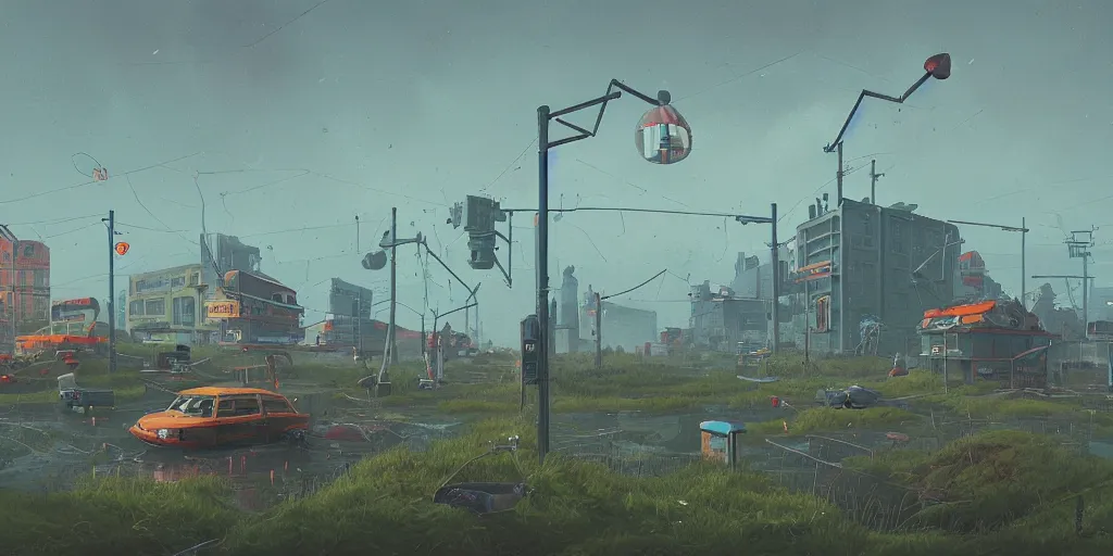 Image similar to a miniature world by simon stalenhag