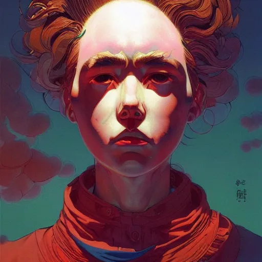 Image similar to prompt : soviet doomer portrait soft light painted by james jean and katsuhiro otomo and erik jones, inspired by akira anime, smooth face feature, intricate oil painting, high detail illustration, sharp high detail, manga and anime 1 9 9 9