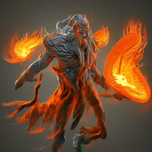 Image similar to fire wielding elemental being, character concept, hyper detailed, fractal, ray tracing, 4k